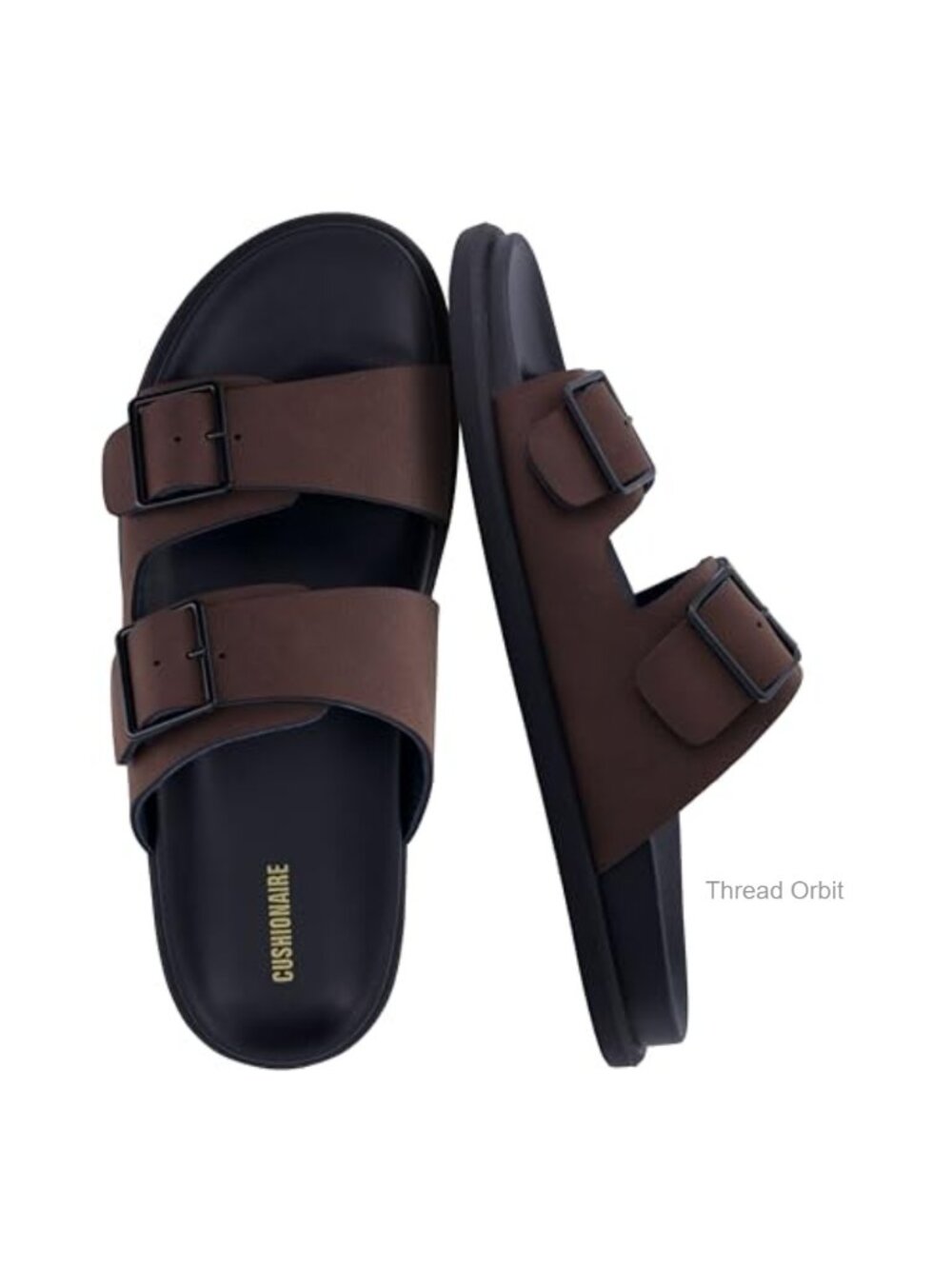 Genuine Leather Mens Slide Sandals Slip On Adjustable Buckle Casual Flat